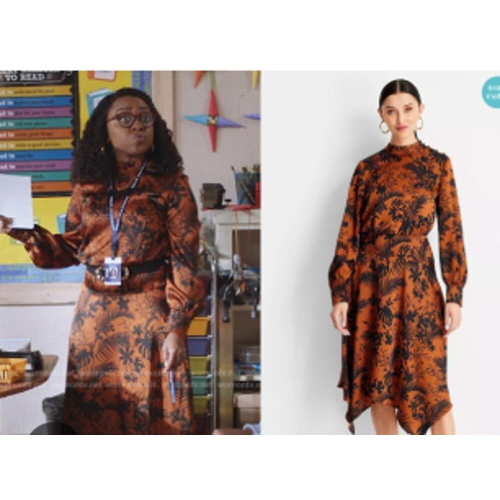 Future Collective Bronze & Black Long Sleeve Midi Dress Size Medium